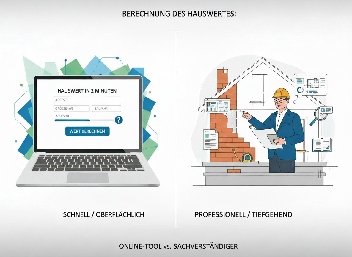 Vergleich Online-Immobilienbewertung und Vor-Ort-Bewertung durch zertifizierten Immobiliensachverständigen in Köln