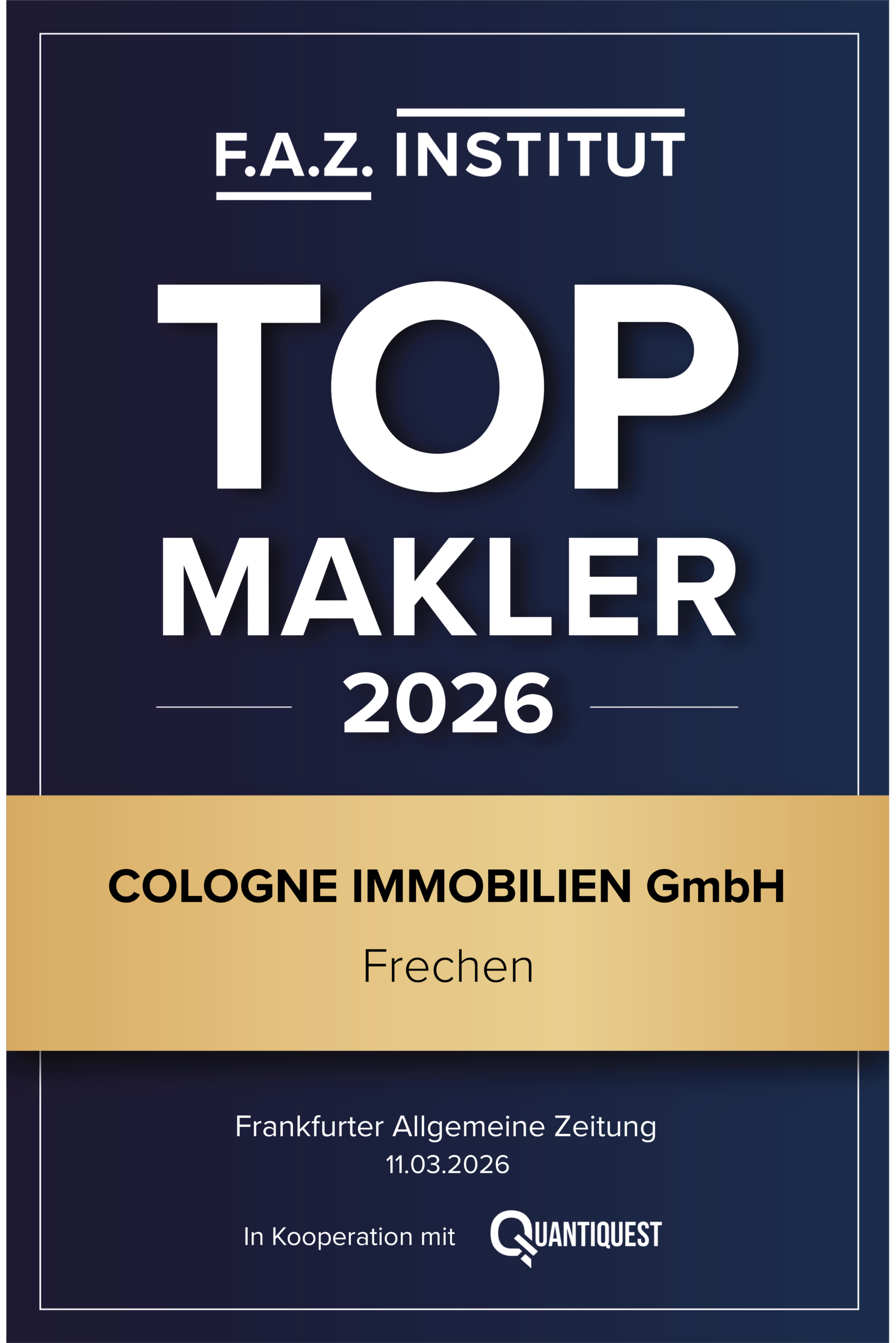 Auszeichnung FAZ Zeitung COLOGNE IMMOBILIEN GmbH