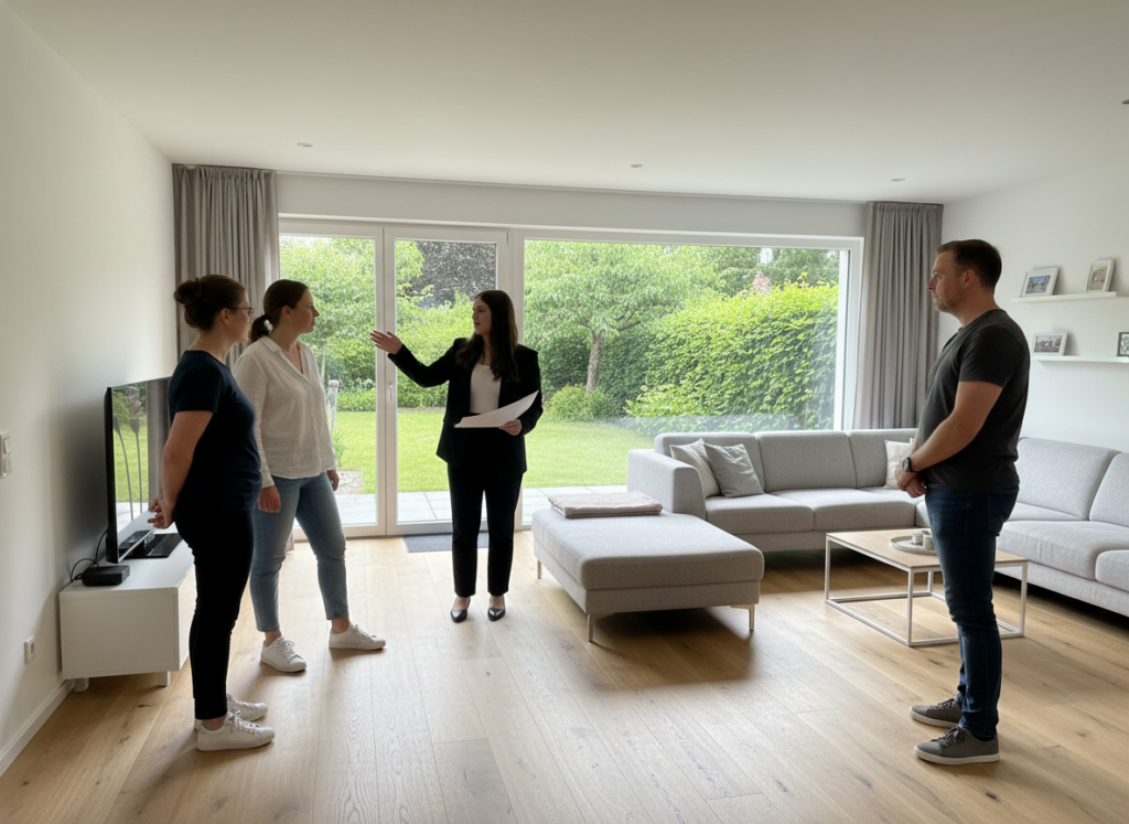 Besichtigung eines Einfamilienhauses in Frechen mit gepr&uuml;ften Interessentinnen und Interessenten