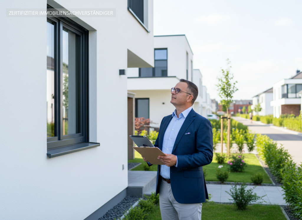 Immobiliensachverst&auml;ndiger bewertet ein Einfamilienhaus in Frechen im Rhein-Erft-Kreis
