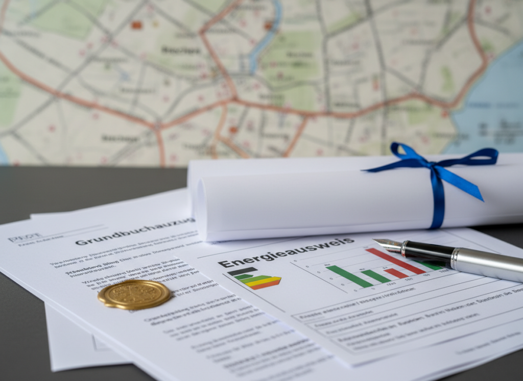 Unterlagen f&uuml;r den Hausverkauf in Frechen: Grundbuchauszug, Baupl&auml;ne und Energieausweis