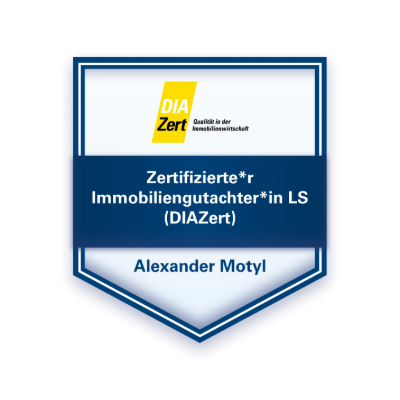 DIAZert-Siegel „Zertifizierter Immobiliengutachter LS“ – Alexander Motyl (DIA-IB-685)